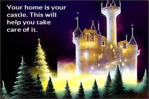 Image of a glowing castle: our home is our castle.