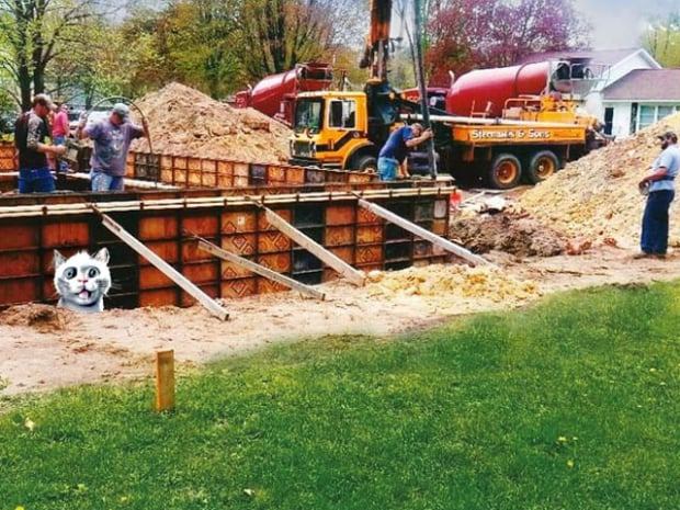 basement wall forms in place